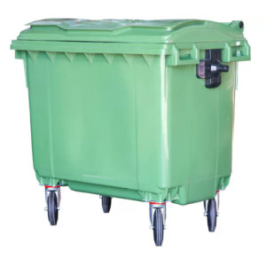 Мусорный контейнер п/э 1100 л на колёсах, с крышкой зелёный